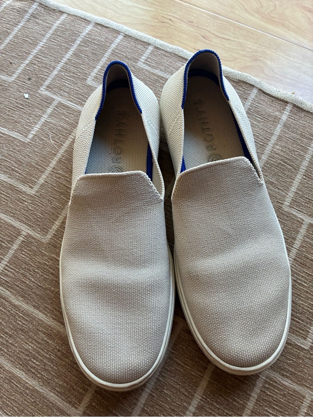 Rothy's Cream and Blue Loafers Slip-Ons